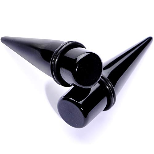 Body Candy Unisex Ear Gauges Stretching Kit Straight Tapers for Stretched Ears Black Acrylic Taper Set 5/8" - Image 1