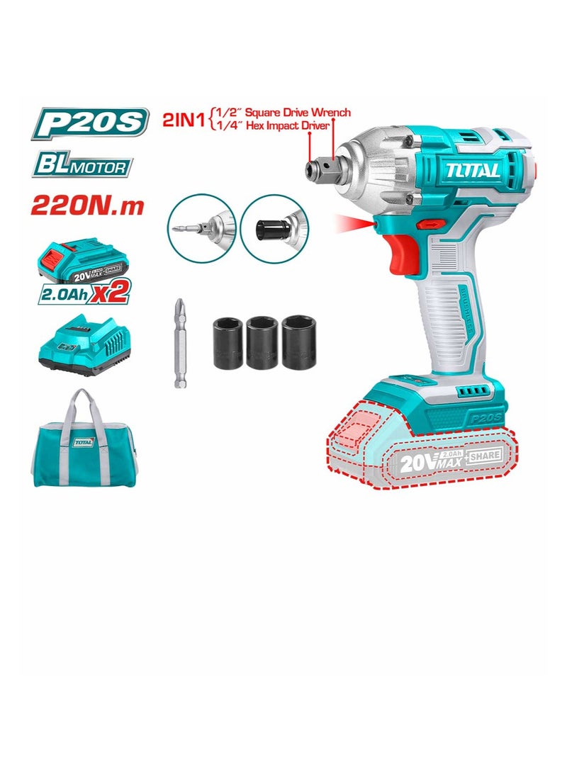 TOTAL Lithium Ion Cordless Impact Driver And Wrench TIWLI20208 - Image 2