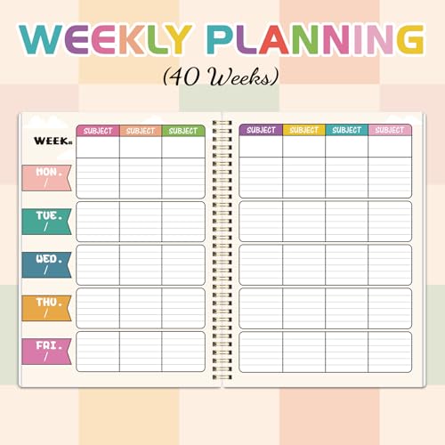 Lortarl Teacher Planner - Undated Teacher Planner, 8.5" x 11", Lesson Plan Book With Stickers, Class Schedule, Weekly Calendar, Great for School - Image 4