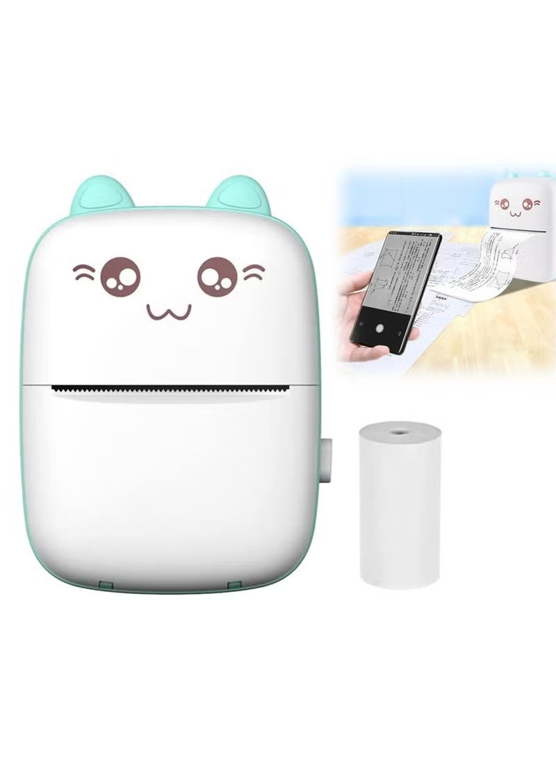 ELTRAZONE Mini Portable Thermal Printer with 1 Roll Paper, Compact Pocket Thermal Printer for Notes, Labels, Lists, Journaling, Study Projects and Creative Printing, Blue White - Image 1