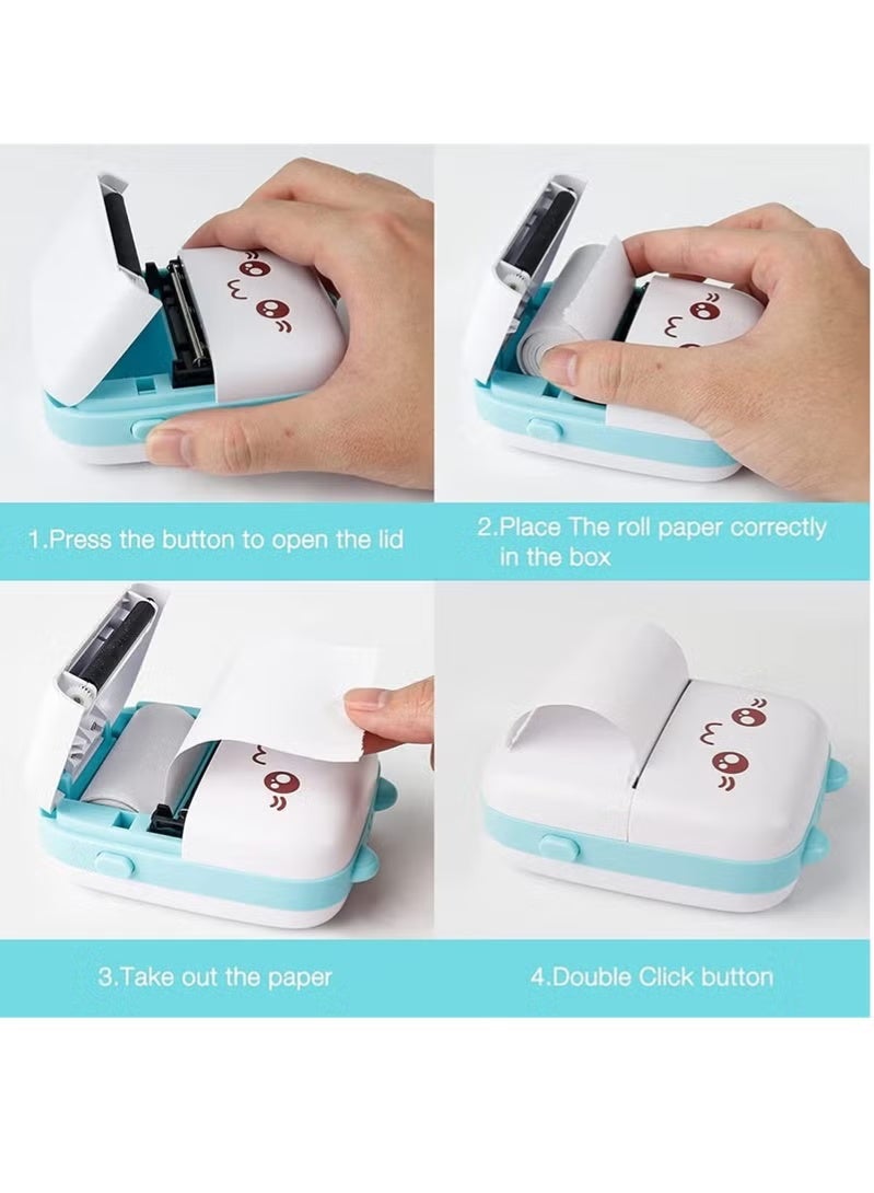 ELTRAZONE Mini Portable Thermal Printer with 1 Roll Paper, Compact Pocket Thermal Printer for Notes, Labels, Lists, Journaling, Study Projects and Creative Printing, Blue White - Image 4