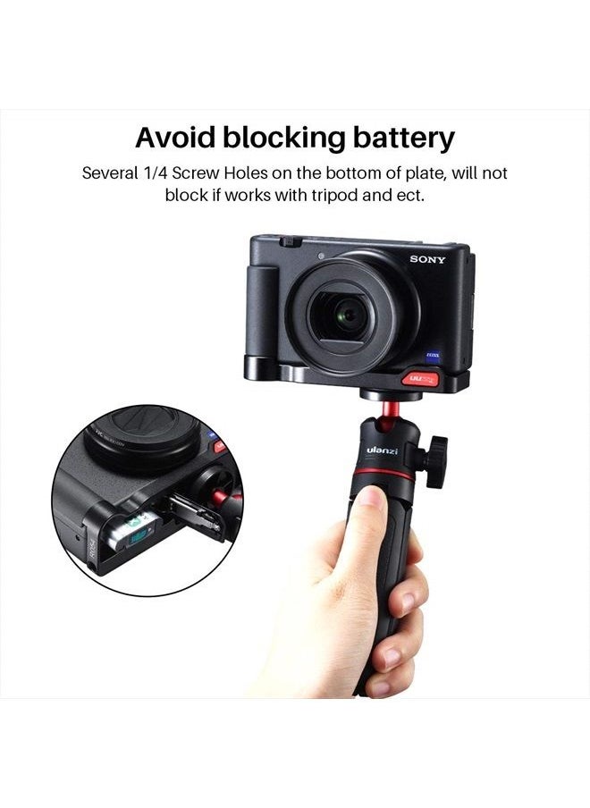 ZV-1 Camera Base Mount Bracket for Sony ZV1 Compact Camera, with Cold Shoe Microphone/Light Extension Mount on Bottom, Support Vertical Video Shooing YouTube Streaming Vlog Accessories - UURig R054