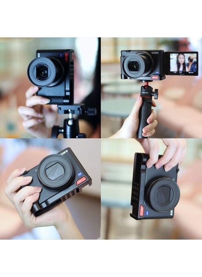 ZV-1 Camera Base Mount Bracket for Sony ZV1 Compact Camera, with Cold Shoe Microphone/Light Extension Mount on Bottom, Support Vertical Video Shooing YouTube Streaming Vlog Accessories - UURig R054