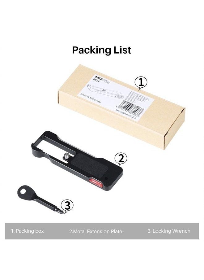 ZV-1 Camera Base Mount Bracket for Sony ZV1 Compact Camera, with Cold Shoe Microphone/Light Extension Mount on Bottom, Support Vertical Video Shooing YouTube Streaming Vlog Accessories - UURig R054