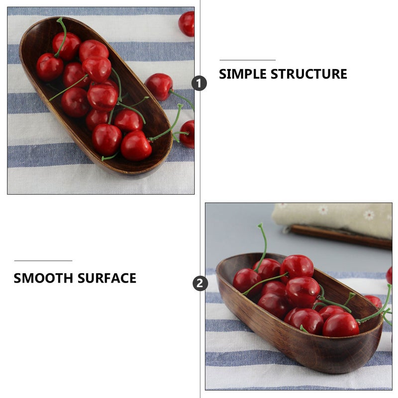 1pc Serving Tray Tea Table Snack Tray Storage Tray (Light Brown) - Image 3