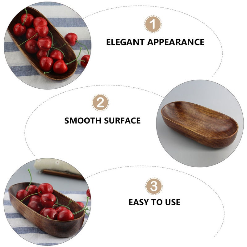 1pc Serving Tray Tea Table Snack Tray Storage Tray (Light Brown) - Image 4