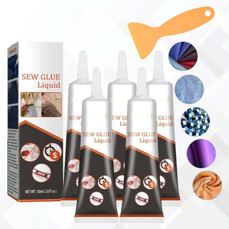 woobles Sew Glue Liquid, Cloth Repair Sew Glue 50ml, Instant Sew Glue Bonding Liquid Cloth Repair, Washable Quick Bonding Fix Fast Dry Sew Glue Liquid, Liquid Sewing Glue for All Fabrics (5) 5 - Image 1