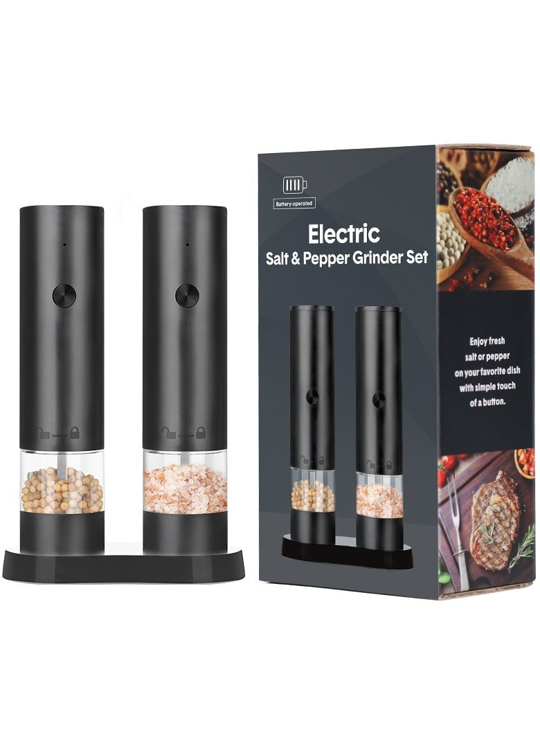 طقم مطحنة التوابل والفلفل 2 قطعة ، شحن USB ، مطحنة فلفل مع حامل أوتوماتيكي ، خشونة قابلة للتعديل ، أداة توابل للمطبخ ، غرفة الطعام أو الهدايا - Image 1