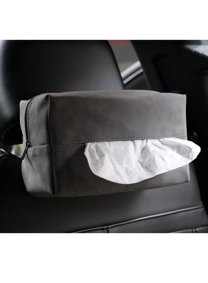 Generic Car Tissue Holder for 120 Standard Tissue Vehicle Seat Extra Large Suede Tissue Box Cover Napkin Box (Gray)  - Image 4