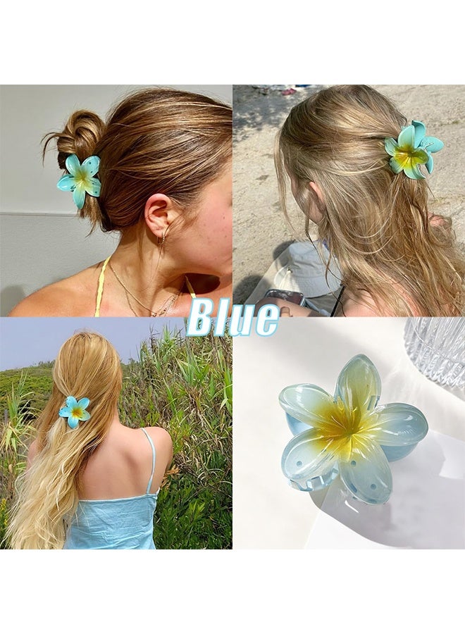 3 Pcs Flower Hair Clip, Strong Hold Nonslip Hair Claw Clips, Hair Accessories For Holiday Gifts Accessory For Women Ponytails (Yellow+Blue+Pink) - Image 2