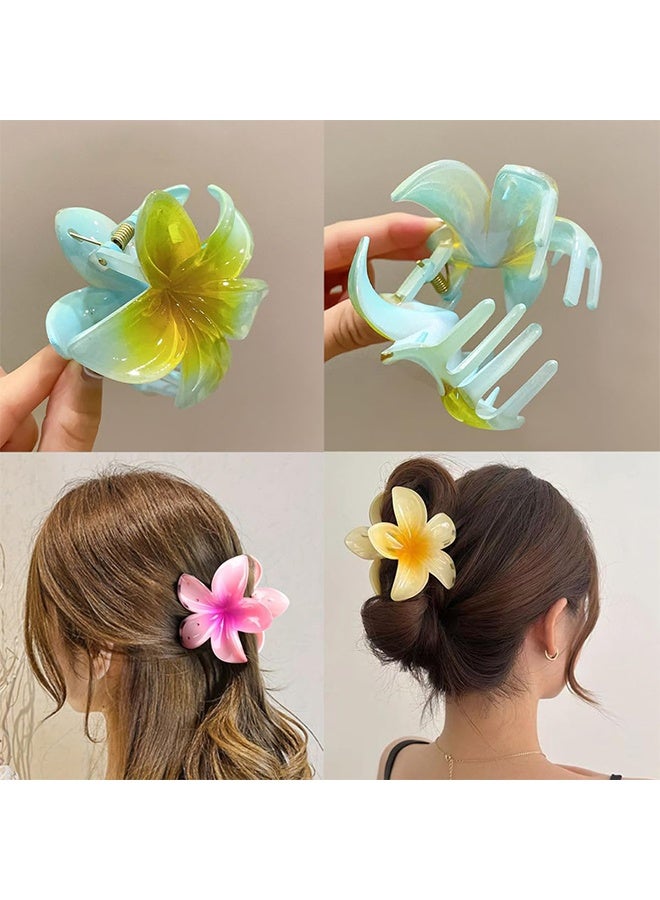 3 Pcs Flower Hair Clip, Strong Hold Nonslip Hair Claw Clips, Hair Accessories For Holiday Gifts Accessory For Women Ponytails (Yellow+Blue+Pink) - Image 5