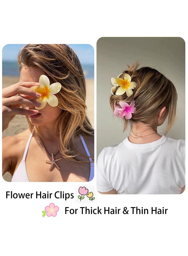 3 Pcs Flower Hair Clip, Strong Hold Nonslip Hair Claw Clips, Hair Accessories For Holiday Gifts Accessory For Women Ponytails (Yellow+Blue+Pink) - Image 4