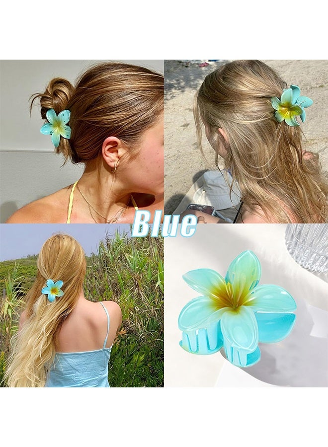 3 Pcs Flower Hair Clip, Strong Hold Nonslip Hair Claw Clips, Hair Accessories For Holiday Gifts Accessory For Women Ponytails (Yellow+Blue+Pink) - Image 2