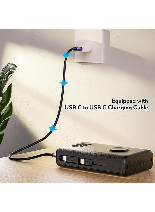 erorex - Power Bank 20000Mah 2 In 1 Portable Charger For Iphone 14 15 16 Watch Series And More Devices Battery Pack Built In Usb C Cable And Lightning Adapter Support Pd Qc 3.0 Black - Image 1