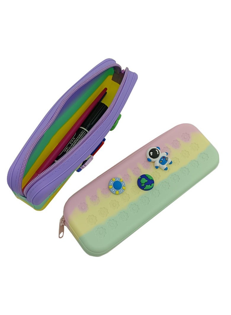 general Two-color Silicone Hole Pencil Case, Creative DIY Cartoon Stationery Box, Multi-functional Silicone Student Pencil Pouch - Image 3