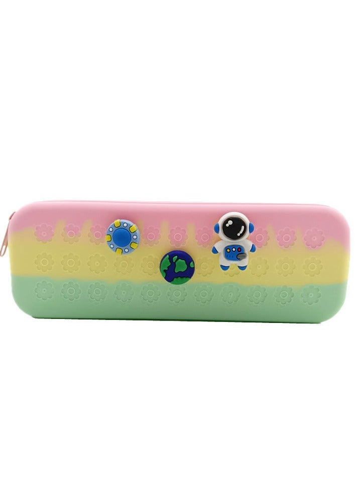 general Two-color Silicone Hole Pencil Case, Creative DIY Cartoon Stationery Box, Multi-functional Silicone Student Pencil Pouch - Image 4