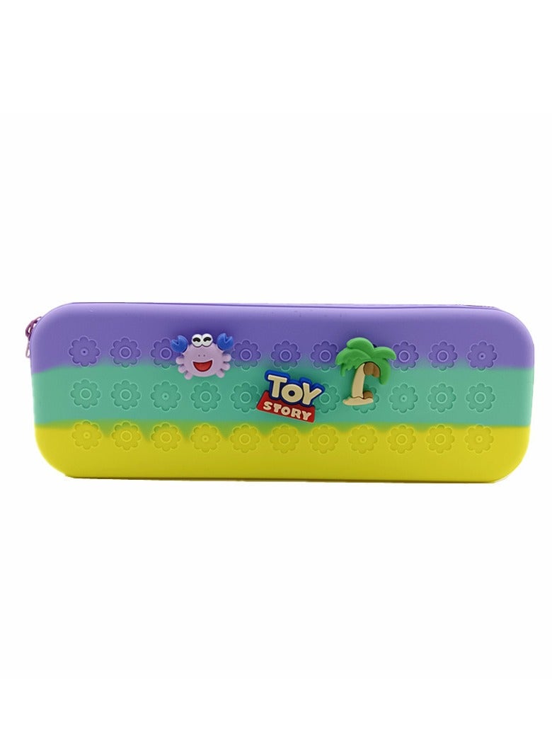 general Two-color Silicone Hole Pencil Case, Creative DIY Cartoon Stationery Box, Multi-functional Silicone Student Pencil Pouch - Image 5