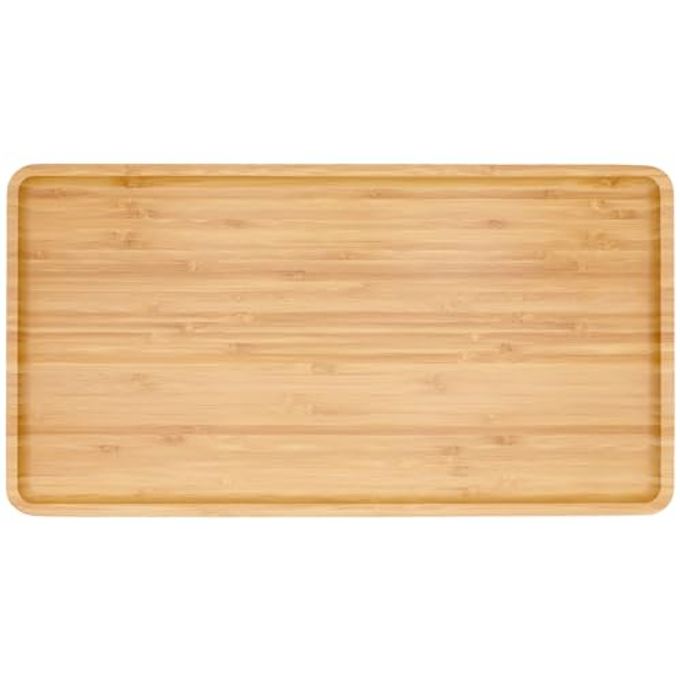 BambooMN Rectangular Bamboo Serving Tray - 17" x 9" - Vertical Tray