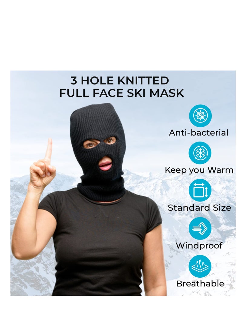 SYOSI 3 Hole Full Face Cover Winter Outdoor Sport Knitted Face Cover Ski Adult Balaclava Headwrap Full Face Mask Motorcycle Cycling Snowboard Gear for Outdoor Sports for Men Women - Image 5