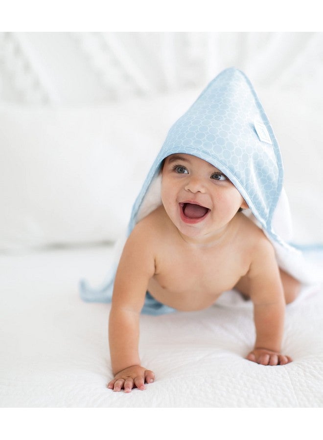 SwaddleDesigns Cotton Terry Velour Hooded Towel for Baby/Toddler, Absorbent with Satin Trim, Absorbent with Satin Trim, Pastel Blue Mini Mod Circles - Image 3