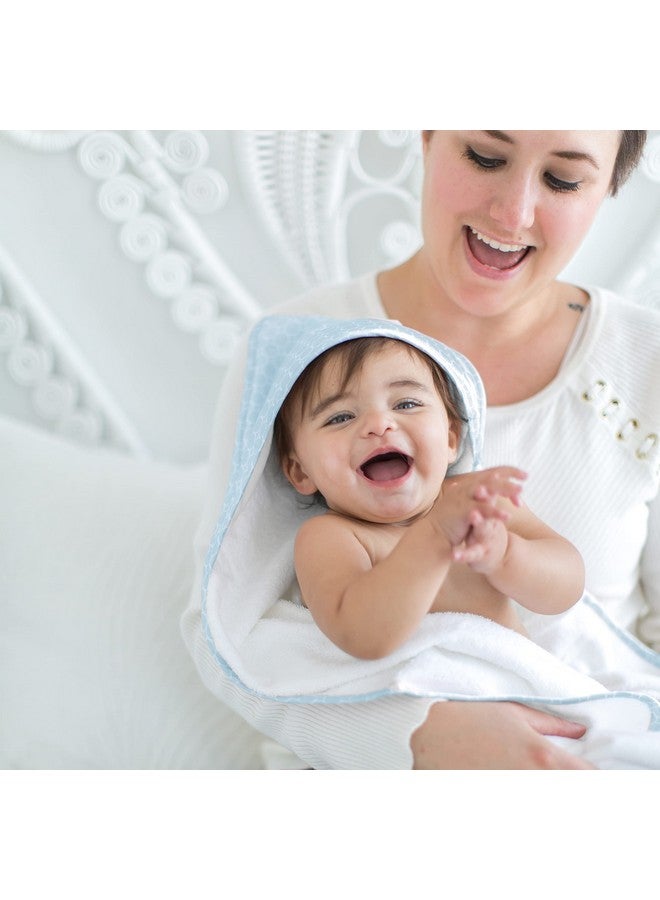 SwaddleDesigns Cotton Terry Velour Hooded Towel for Baby/Toddler, Absorbent with Satin Trim, Absorbent with Satin Trim, Pastel Blue Mini Mod Circles - Image 4