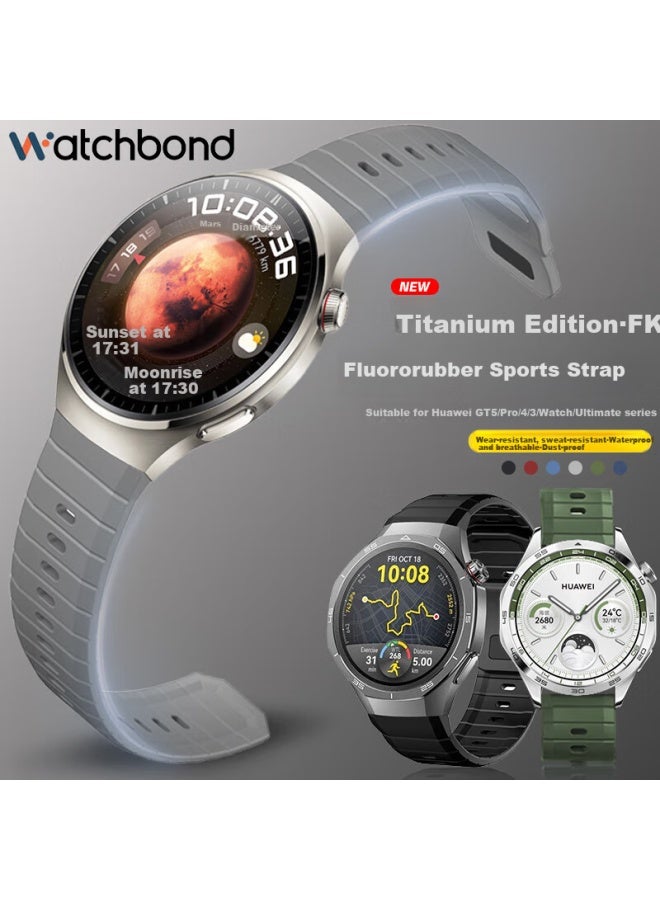 Watchbond Compatible With Huawei Watch 4 Pro Strap, Fkm Fluoroelastomer, Suitable For Gt6/watch5/gt5pro/gt6pro Titanium Edition, Gt4/buds Pro, Premium Sports