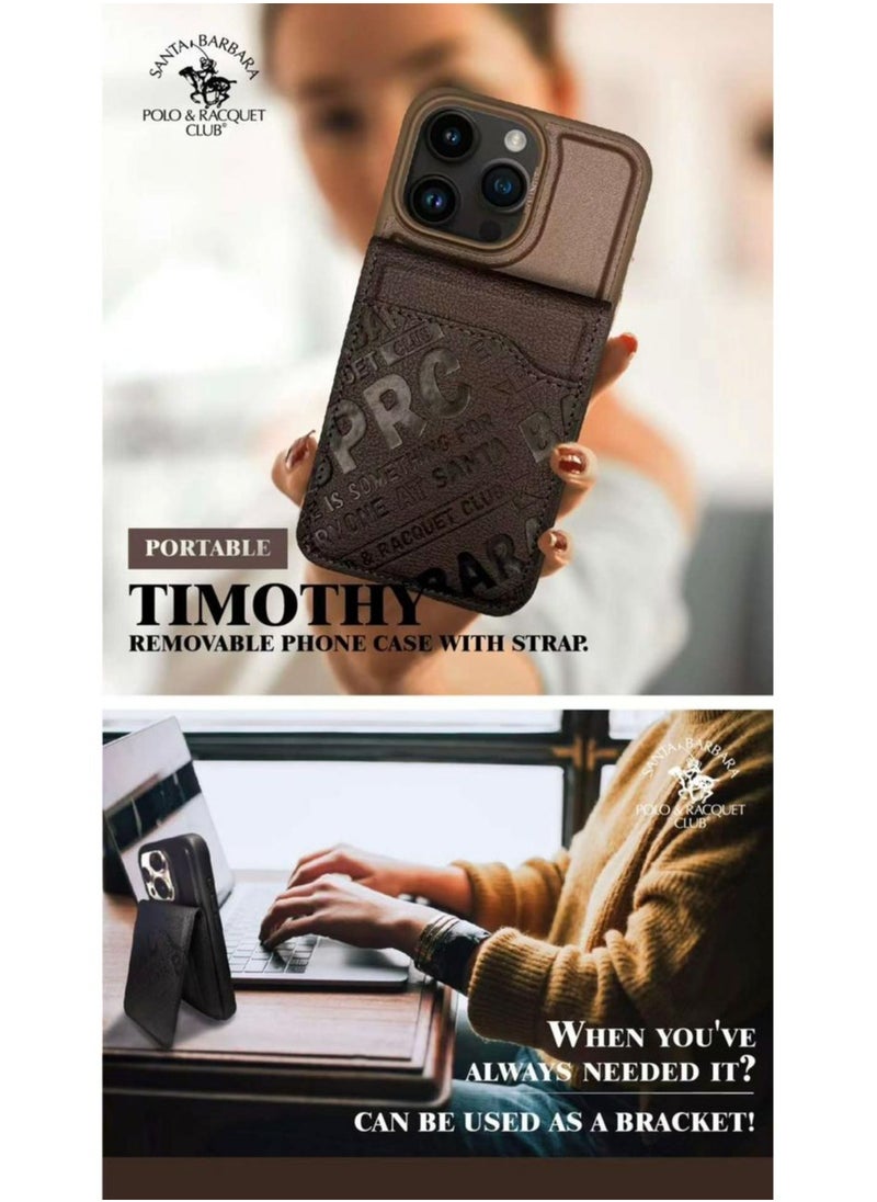 SANTA BARBARA POLO & RACQUET CLUB - Timothy Genuine Leather Wallet Case for iPhone 15 Pro Max – Premium 2-in-1 Detachable Magnetic Wallet with Card Holder, Money Clipper, and Kickstand – Ultra Slim Protective Luxury Leather Case – Black - Image 1