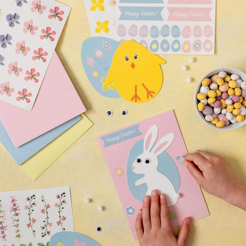 Talking Tables Easter Card Making Craft Kit for Kids-Pack of 12 | Includes Envelopes, Stickers & Decorations, Children Art Supplies, Fun Activities, Creative Gift - Image 2