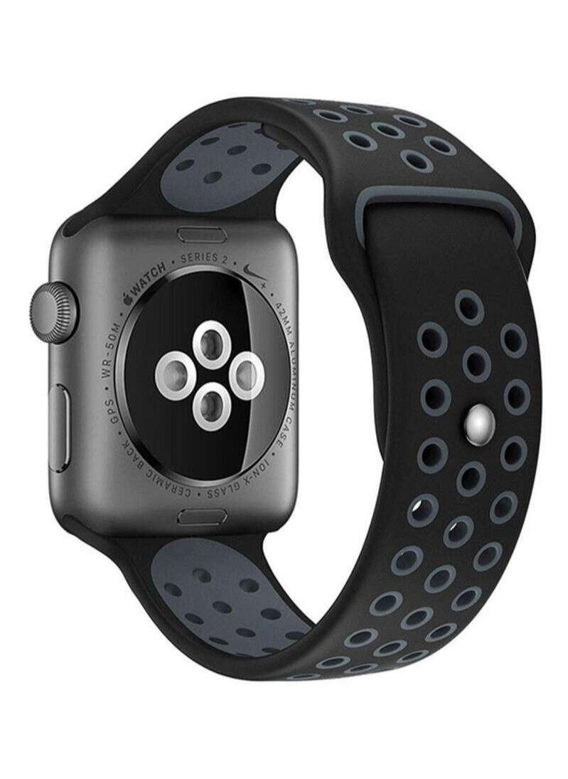 Generic - Apple Watch Strap, Nike Apple Watch band for Apple Watch Series 5/6/7 42/44/45mm Black Grey - Image 1