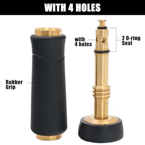 Besiter Brass Hose Nozzle HeavyDuty Sprayer for Garden Hoses High Pressure Adjustable Twist Hose Nozzle Spray Gun RubberCoated Extra 10 Rubber Washers 2 Pack - Image 3