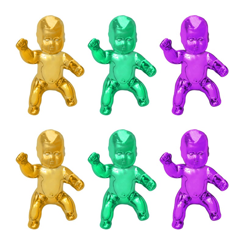 ZZYFGH King Cake Babies King Cake Baby Mini Baby Figurines for Baby Shower Ice Cube Game Party Favor Supplies Metallic Mardi Gras Bulk Plastic Babies 48 Pcs12inch - Image 2