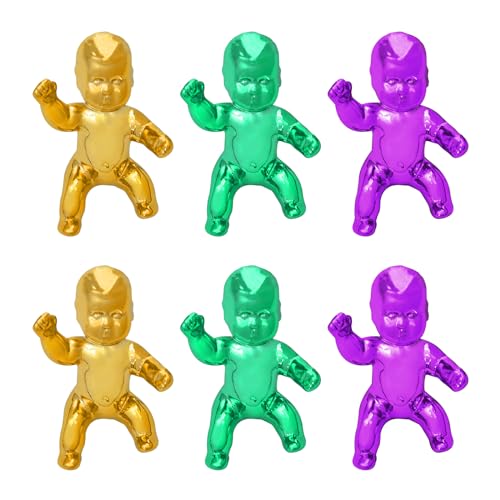 ZZYFGH King Cake Babies King Cake Baby Mini Baby Figurines for Baby Shower Ice Cube Game Party Favor Supplies Metallic Mardi Gras Bulk Plastic Babies 48 Pcs12inch - Image 1