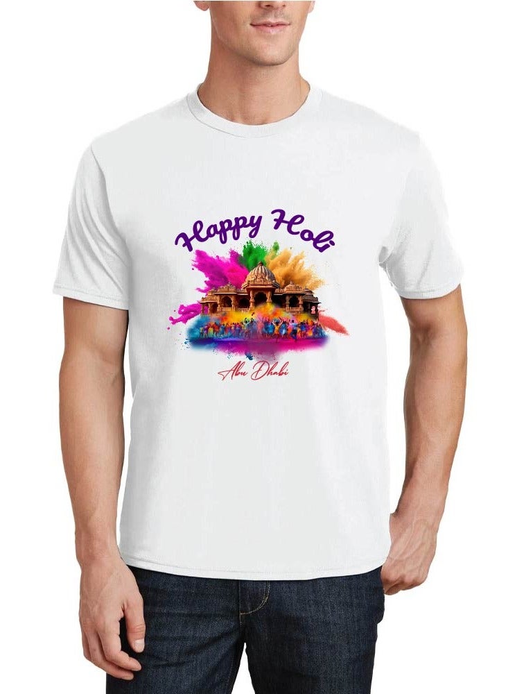 برينت شوب فور مي احتفال هولي أبو ظبي - تي شيرت للأزواج برقبة دائرية - تي شيرت للأزواج لهولي - تي شيرت مطبوع هولي للأزواج البالغين - طقم تي شيرت قطني احتفالي هولي أبو ظبي - Image 4