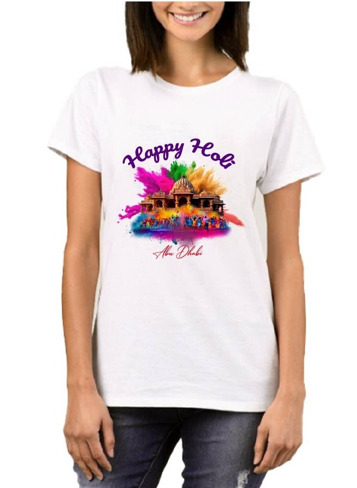 برينت شوب فور مي احتفال هولي أبو ظبي - تي شيرت للأزواج برقبة دائرية - تي شيرت للأزواج لهولي - تي شيرت مطبوع هولي للأزواج البالغين - طقم تي شيرت قطني احتفالي هولي أبو ظبي - Image 3