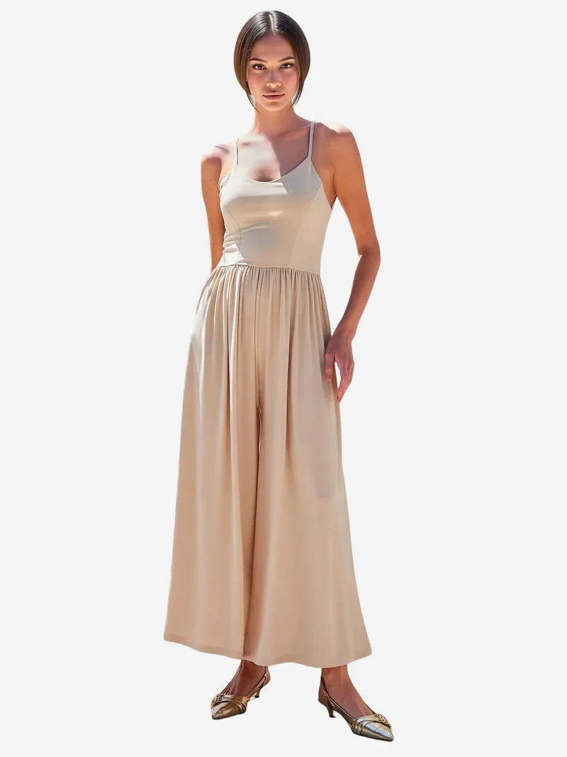 BDART Relaxed Fit U Collar Wide Leg Jumpsuit