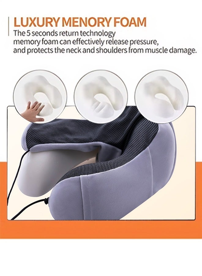 0TO1 TECH Travel Pillow Set Memory Foam U-Neck Pillow Travel Accessories Airplane Travel Kit with 3D Contoured Eye Mask, Earplugs and Storage Bag - Image 2