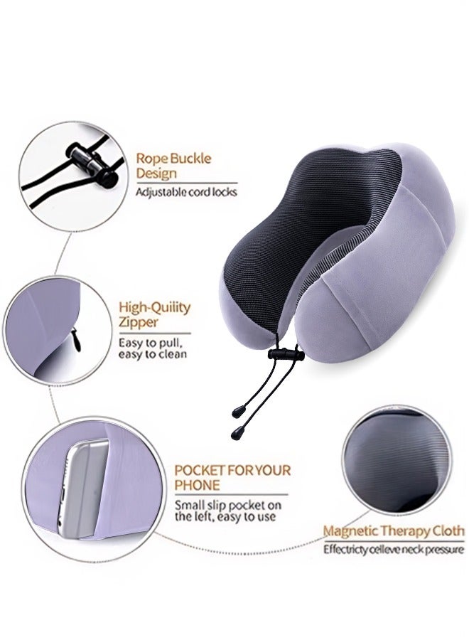 0TO1 TECH Travel Pillow Set Memory Foam U-Neck Pillow Travel Accessories Airplane Travel Kit with 3D Contoured Eye Mask, Earplugs and Storage Bag - Image 3
