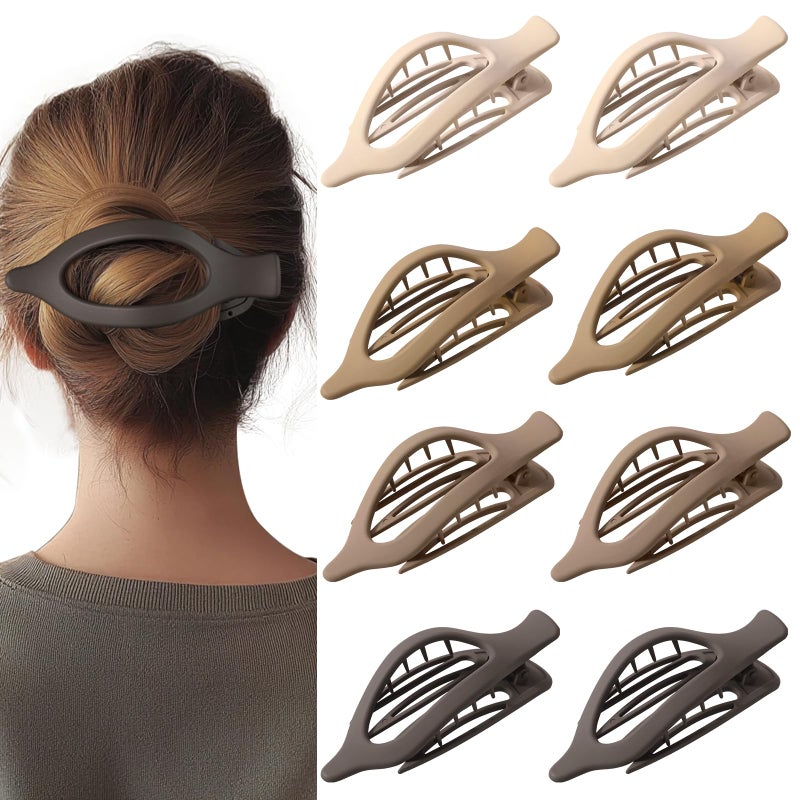 CENTSTAR 8 Pack Flat Brown Hair Clips â€“ Neutral Matte French Brown Claw Clips for Women, Strong Hold Non-Slip Hair Barrettes for Everyday Office or Coffee Look - Image 1