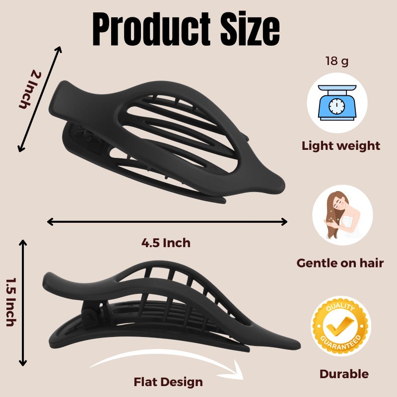 CENTSTAR 8 Pack Flat Brown Hair Clips â€“ Neutral Matte French Brown Claw Clips for Women, Strong Hold Non-Slip Hair Barrettes for Everyday Office or Coffee Look - Image 2