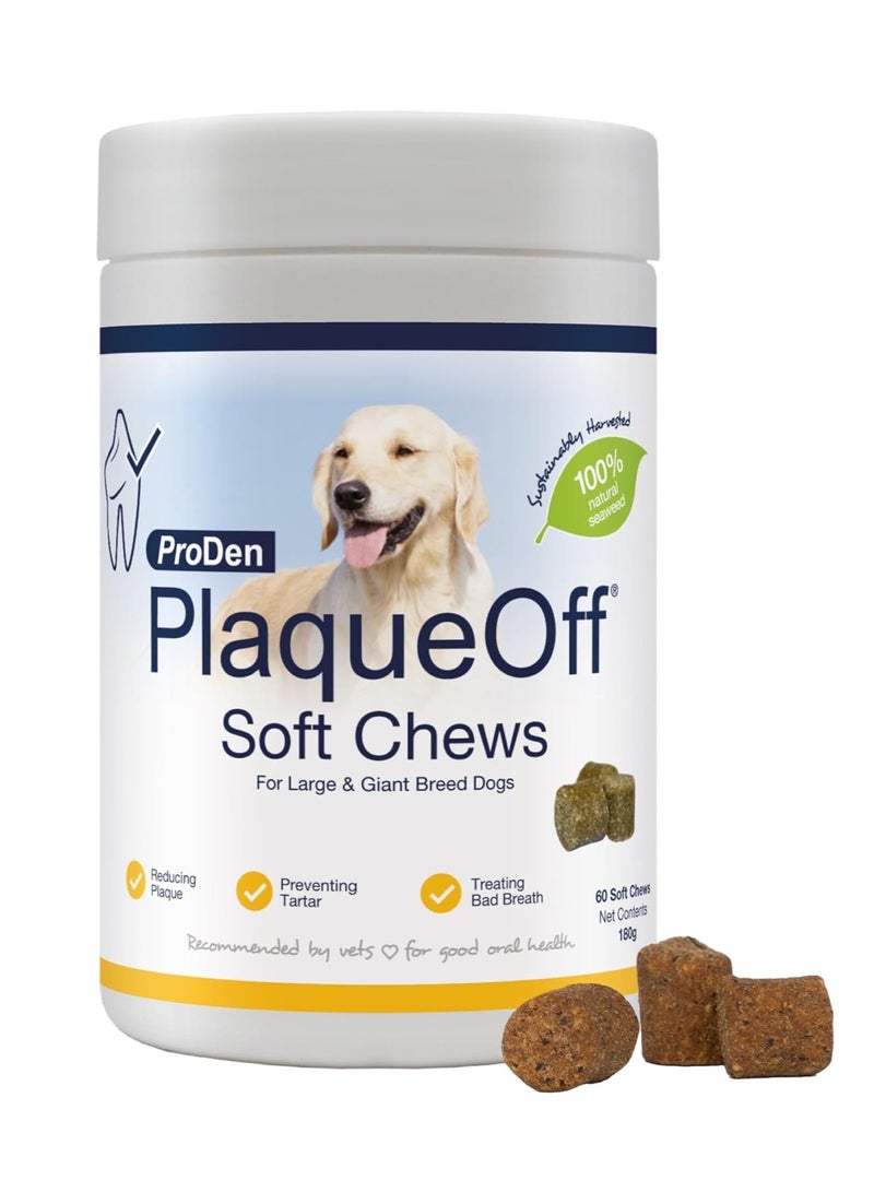 ProDen PlaqueOff 60 Soft Chews 100 percent Natural Plaque Tartar and Bad Breath Remover for Large Dogs Works Systemically Not by Abrasion or Chewing - Image 1