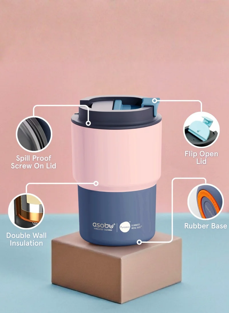 Asobu Coffee Express Travel Mug 350ml – Stainless Steel Coffee Cup with Ceramic Inner Coating, Double Wall Copper Insulation, Vacuum Insulated Mug for Hot & Cold Drinks