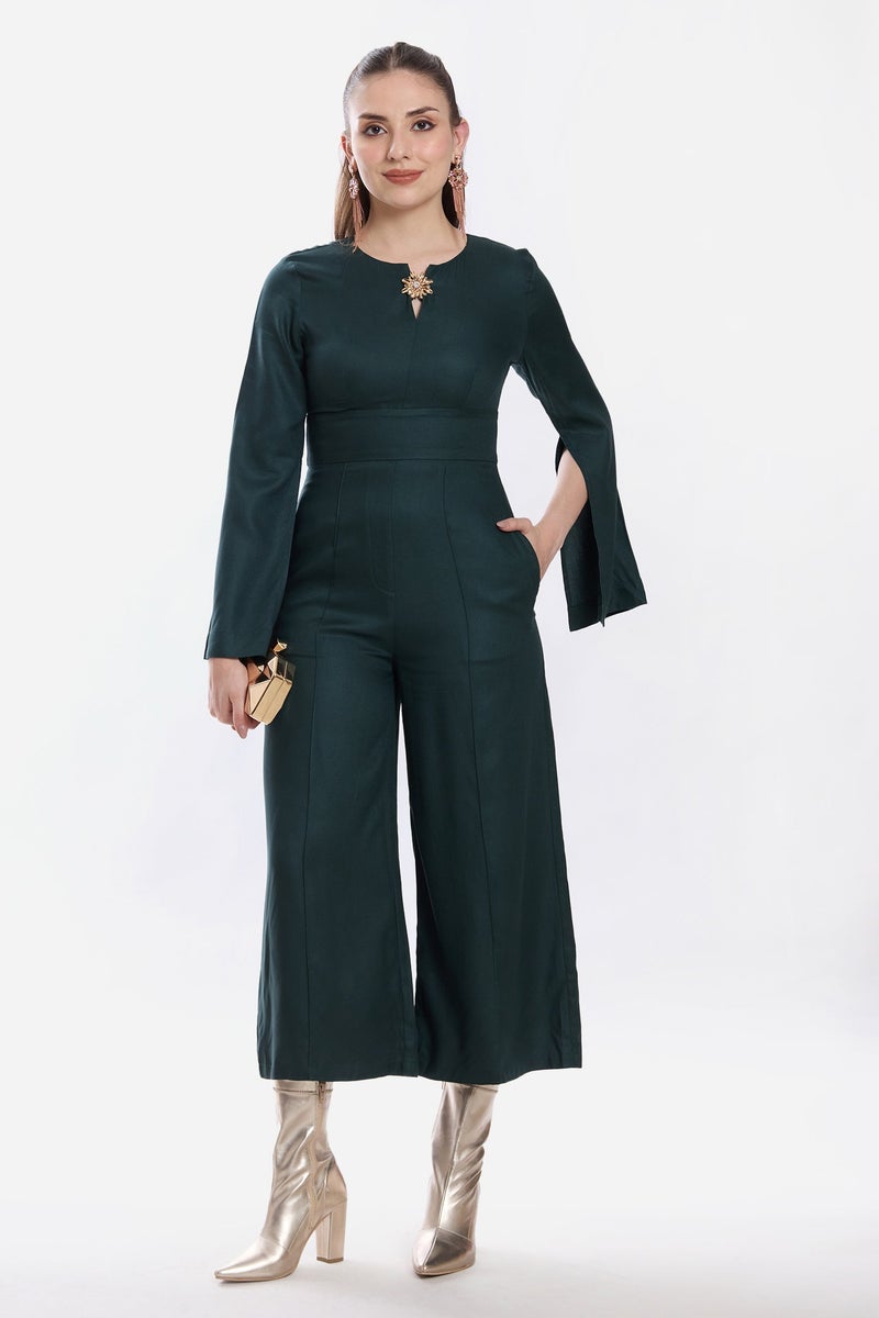 Virgio Solid Viscose Wide Leg Jumpsuit for Women - Image 1