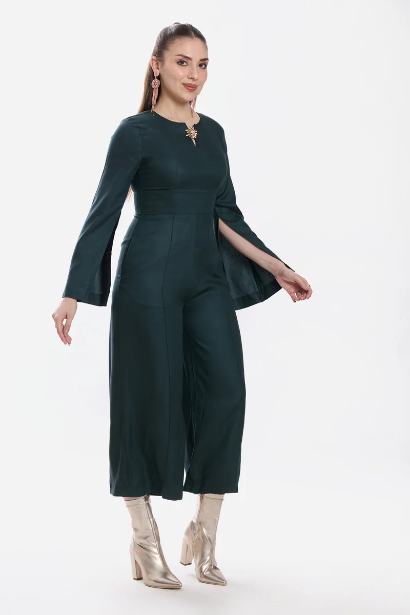 Virgio  Solid Viscose Wide Leg Jumpsuit for Women for Women | Best Price UAE