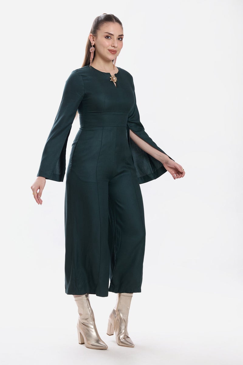 Virgio Solid Viscose Wide Leg Jumpsuit for Women - Image 4
