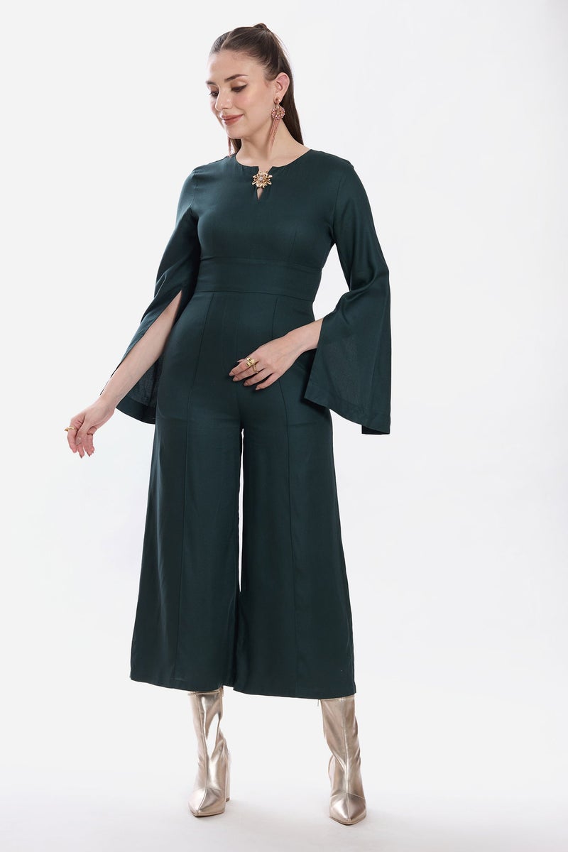 Virgio Solid Viscose Wide Leg Jumpsuit for Women - Image 2