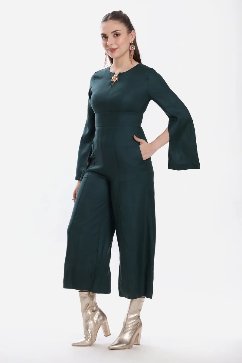 Virgio  Solid Viscose Wide Leg Jumpsuit for Women for Women | Best Price UAE
