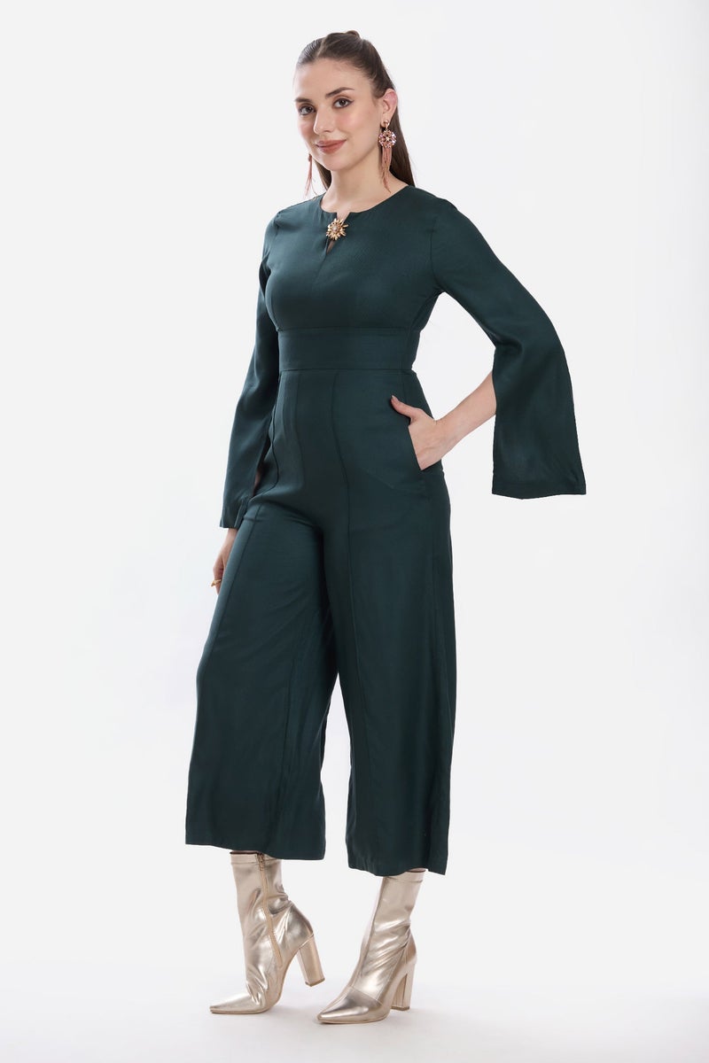 Virgio Solid Viscose Wide Leg Jumpsuit for Women - Image 3