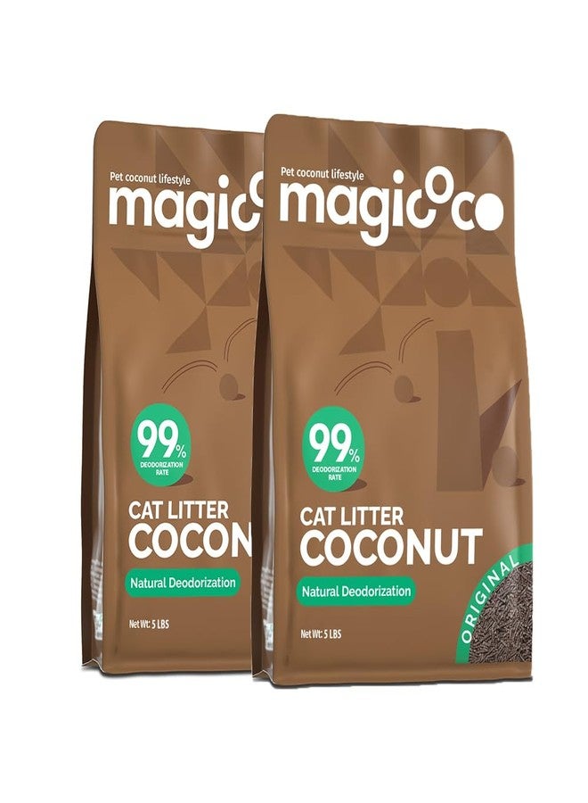 Magicoco Coconut Cat Litter,Natural Plant-Based Clumping Cat Litter,99% Deodorized Odor Control,8X Water Absorption & 98% Solid Clumping,Low Dust & Flushable,Eco-Friendly Cat Sand,10 Pounds(pack of 2) - Image 1