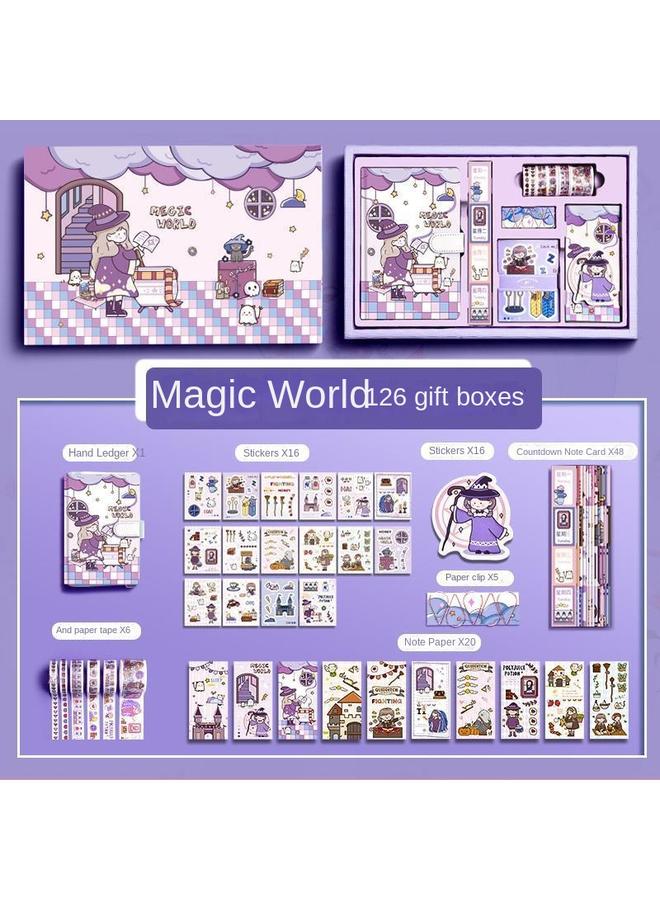 Bluejw Hand Account Book Gift Box Suit Girl's Heart Diary Primary School Gift Children's Stationery Girl's Full Set Of Tools Material Hand - Image 1