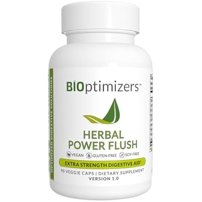 BIOptimizers Herbal Power Flush - Extra Strength Digestive Cleanse - Eliminate Toxins Improve Bowel Digestion - Bloating Discomfort Relief for Adults - 90 Capsules - Image 1
